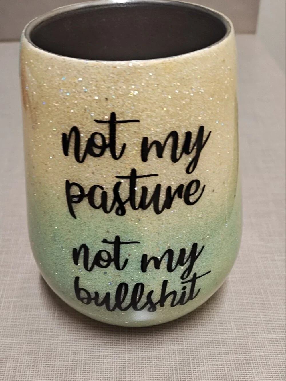 Not Today Heifer Glitter Ceramic Tumbler - Green